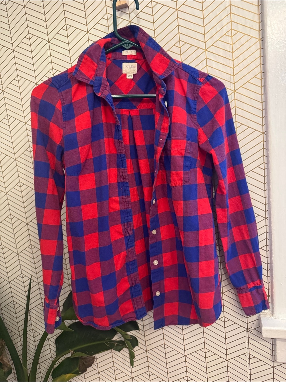 J. Crew Red and Blue Buffalo Plaid Button-Down Shirt